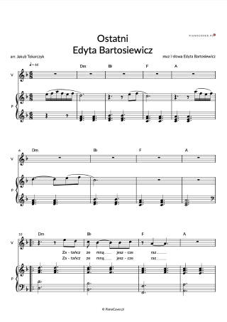 Ostatni Bartosiewicz piano cover nuty pdf rojst netflix jak zagrać 