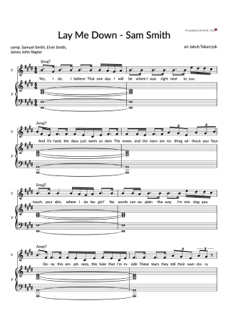 lay me down sam smith piano sheet music piano notes nuty sheets chords akordy pdf download