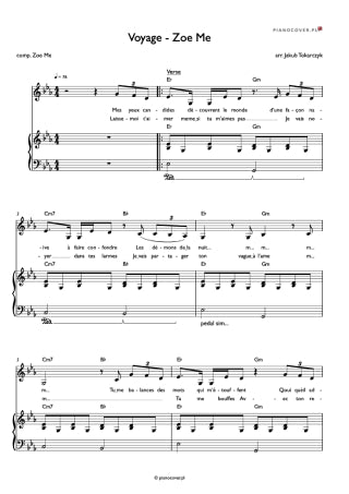 voyage zoe me partitions piano voice nuty swiss eurovision 2025 accompagnement  piano cover