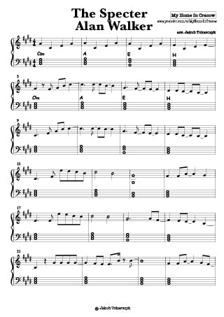 alan walker specter nuty proste easy notes sheets chords akordy
