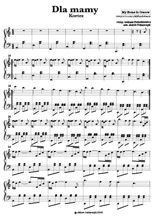kortez dla mamy piano nuty akordy chords jak zagrać współczesne nuty na fortepian dla dzieci pianino
