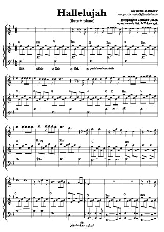 hallelujah easy piano flute notes cohen sheet children nuty proste duet