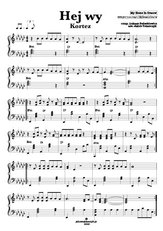 kortez hej wy nuty piano