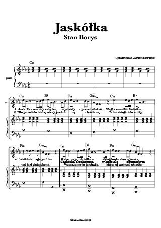 jaskółka stan borys nuty piano akordy chords jak akompaniować akompaniament wokal tekst