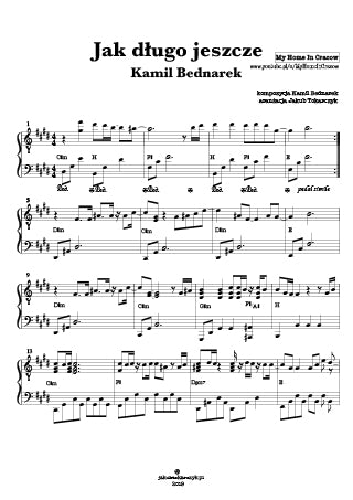 Kamil bednarek jak długo jeszcze piano nuty akordy chords