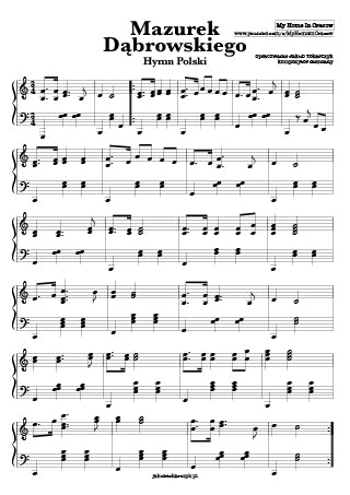 hymn polski mazurek dabrowskiego nuty piano pianino