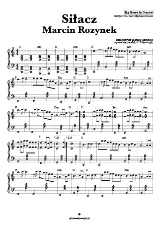 siłacz marcin roznek nuty piano akordy chords