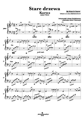 stare drzewa kortez nuty piano akordy chords