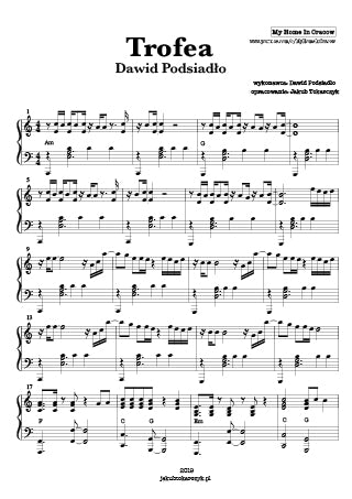 trofea dawid podsiadło nuty piano jak zagrać akordy chords