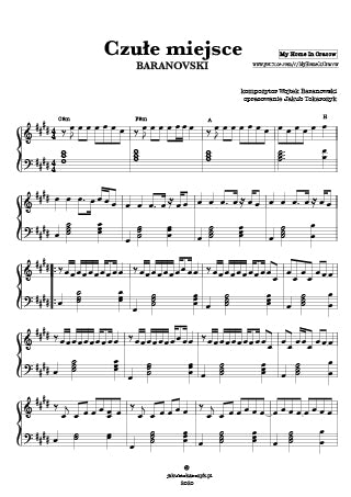 czułe miejsce baranovski piano nuty jak zagrać najlepszy cover chords akordy chwyty