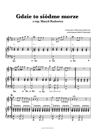 gdzie to siódme morze maryla rodowicz nuty piano akompaniament akordy chords
